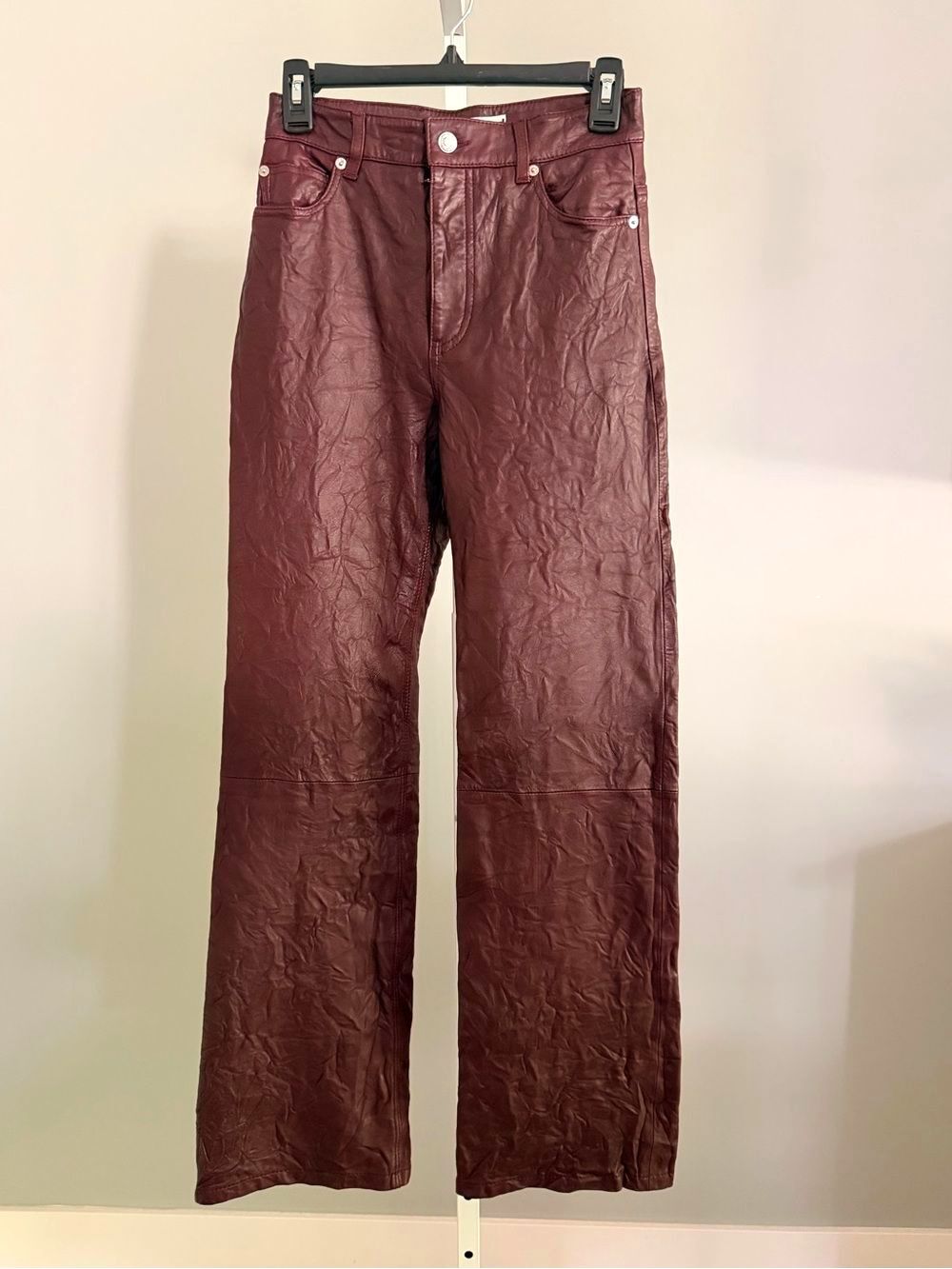 ZADIG & VOLTAIRE Gorgeous High-Rise Wide Leg 100% Leather Pants Sz 25 NWT $798!!